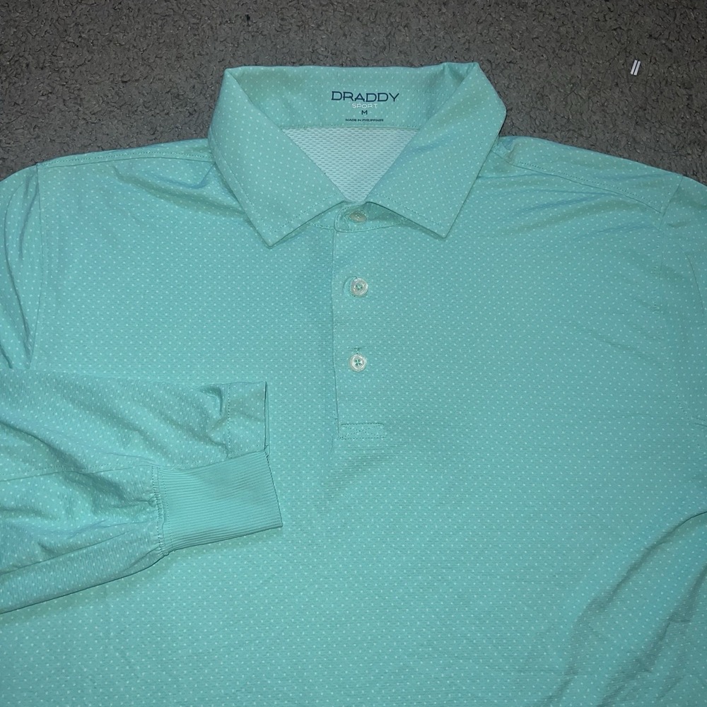 B Draddy Polo Shirt Mens Size Medium Teal Golf Casual Long Sleeve
